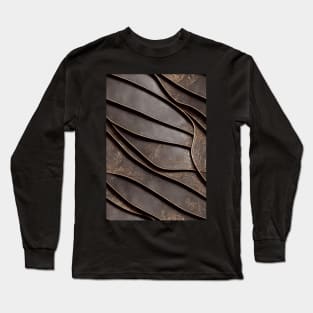 Dark Brown Ornamental Leather Stripes, natural and ecological leather print #41 Long Sleeve T-Shirt